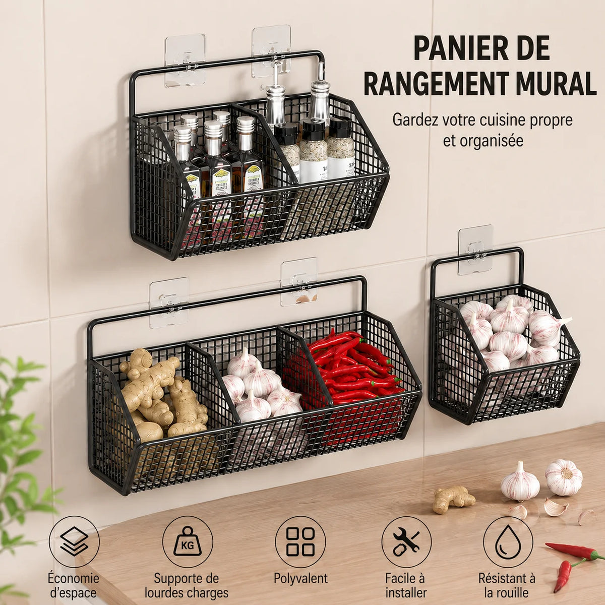 Organisateur mural sans perçage – vue 2