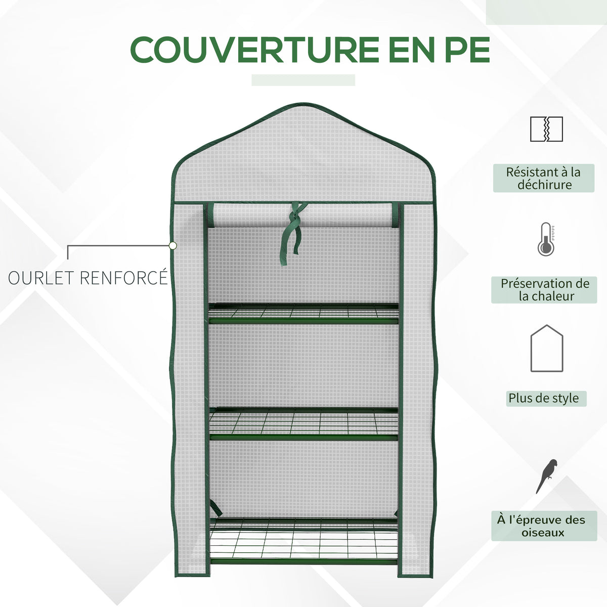 Serre de jardin étagère 3 niveaux en métal – vue 5