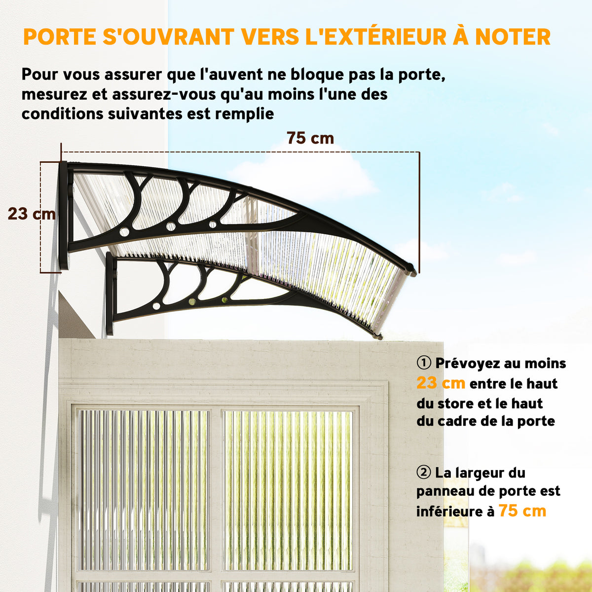 Auvent de porte d'entrée polycarbonate – vue 4