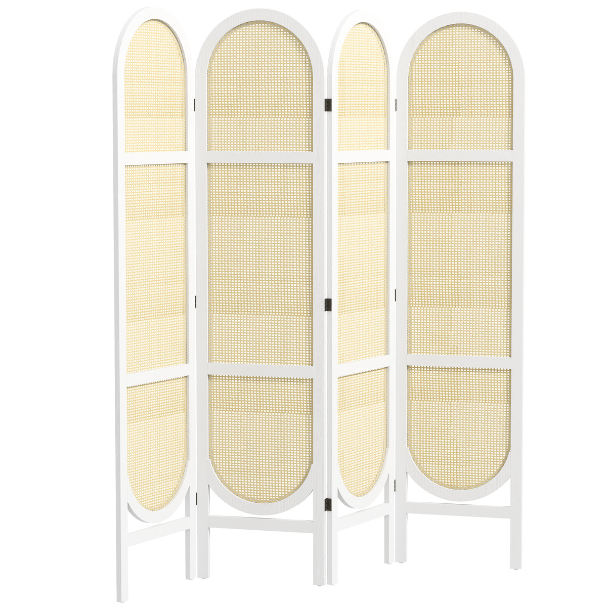 Paravent en bois blanc 4 panneaux – vue 2