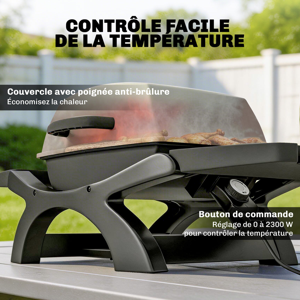 Barbecue électrique de table 2300 W noir – vue 2