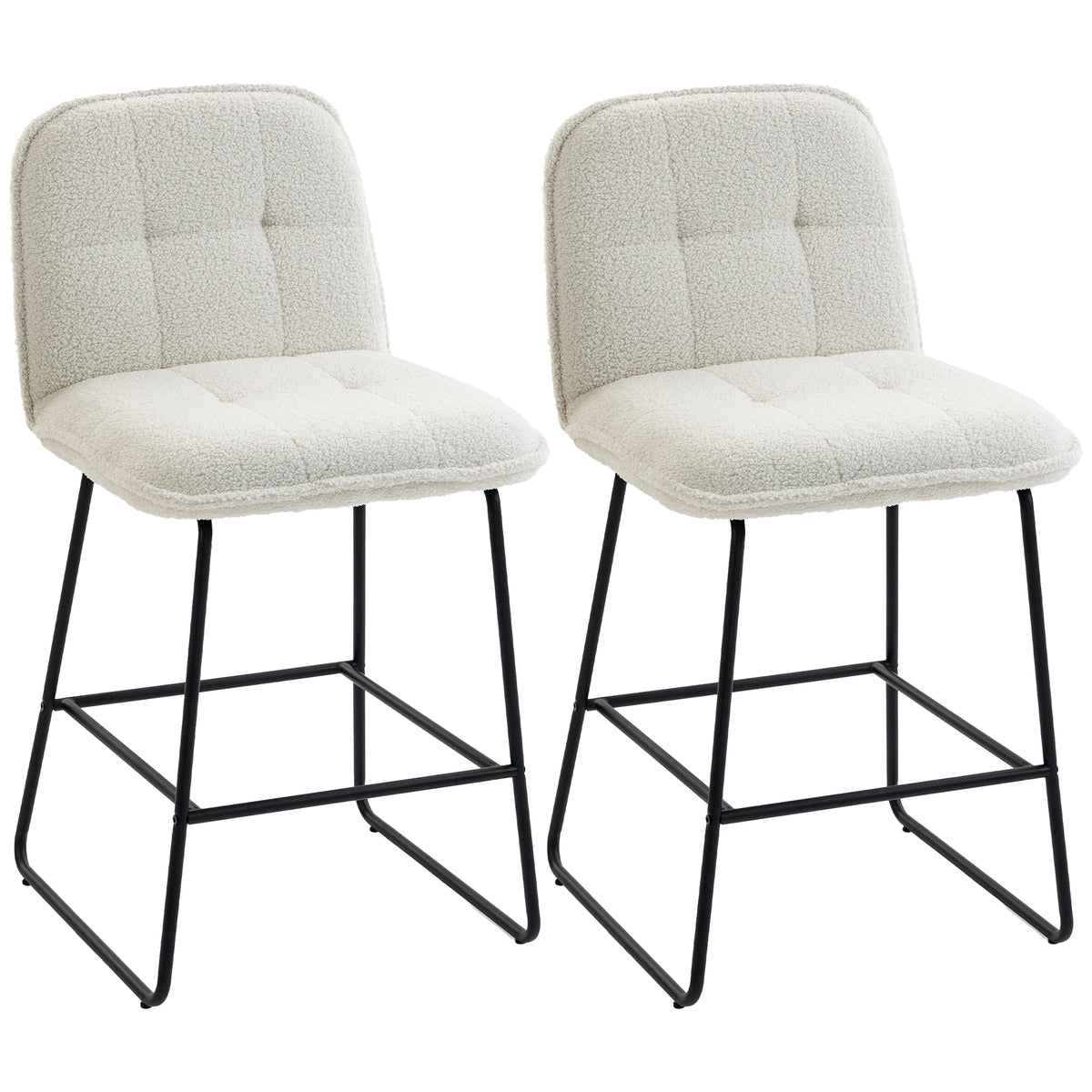 Lot de 2 tabourets de bar en tissu bouclette crème – Maisoncalyma