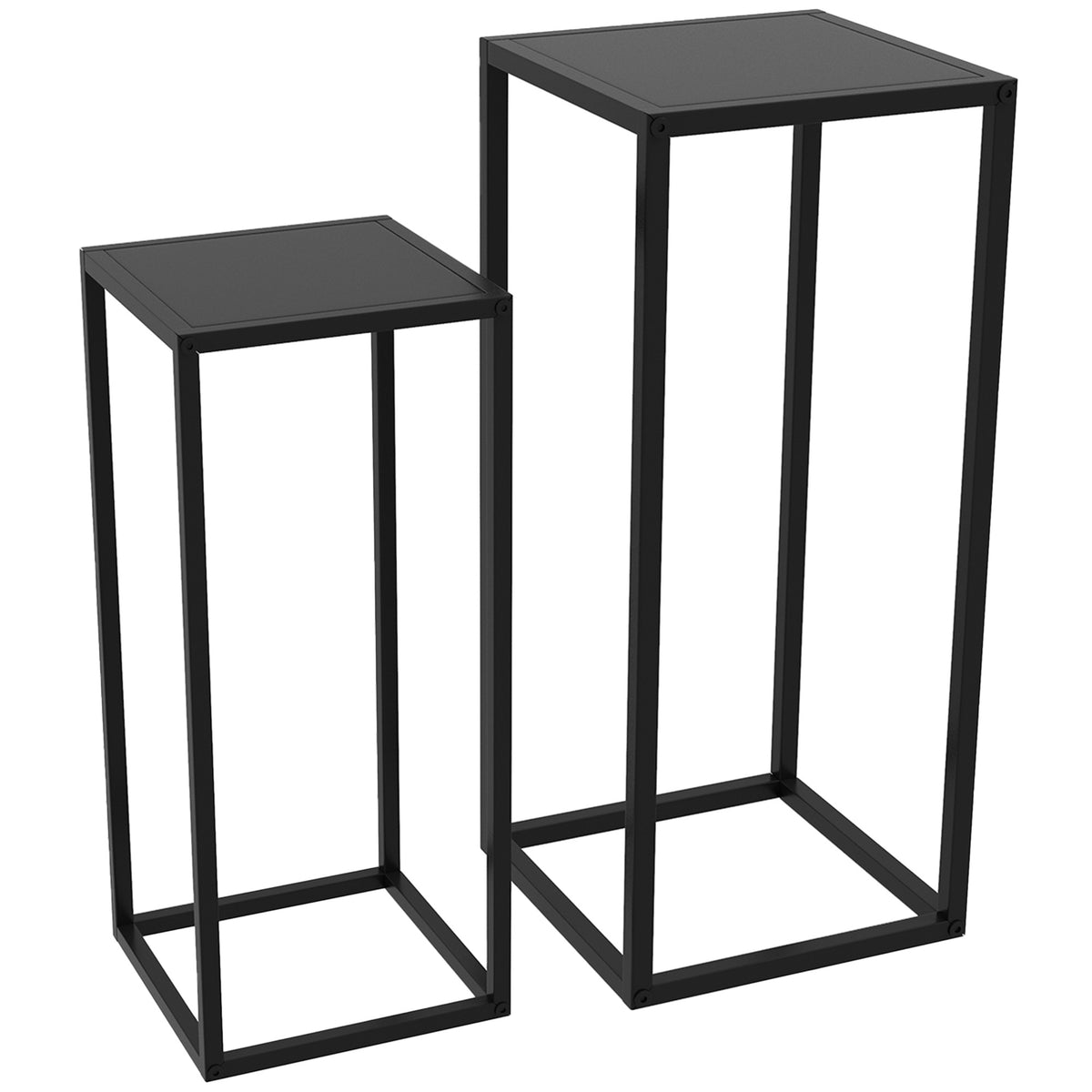 Lot de 2 supports pour pots de fleurs en acier noir – Maisoncalyma