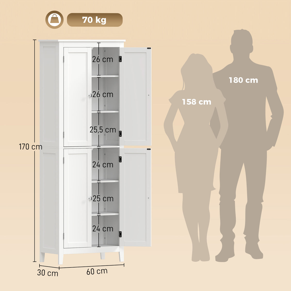 Colonne de salle de bain blanche 4 portes – vue 9