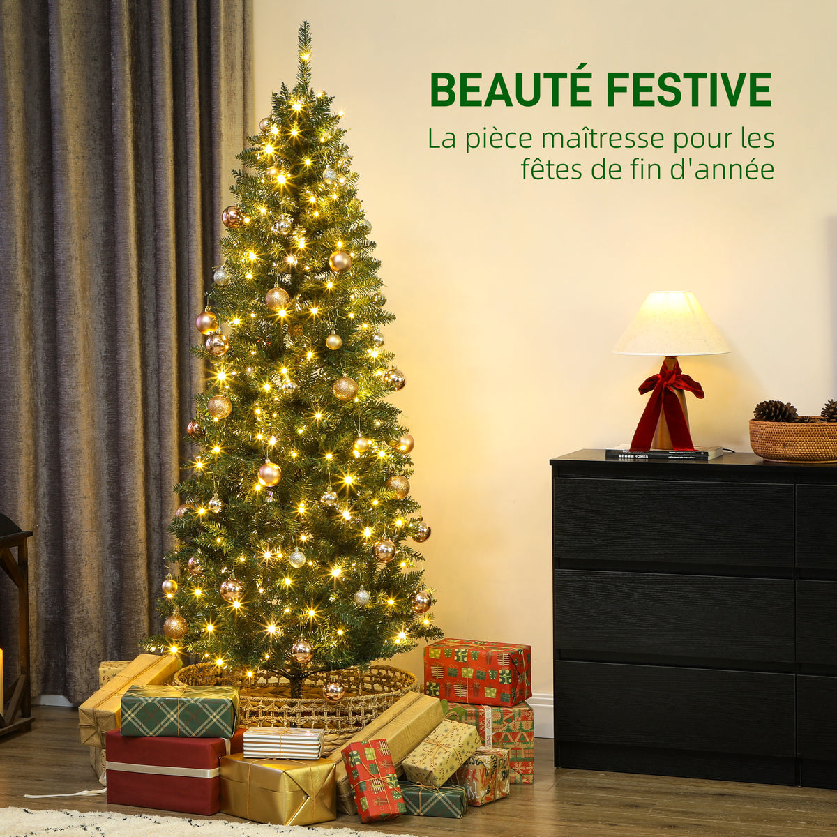 Sapin de Noël artificiel 180 cm lumineux – vue 2
