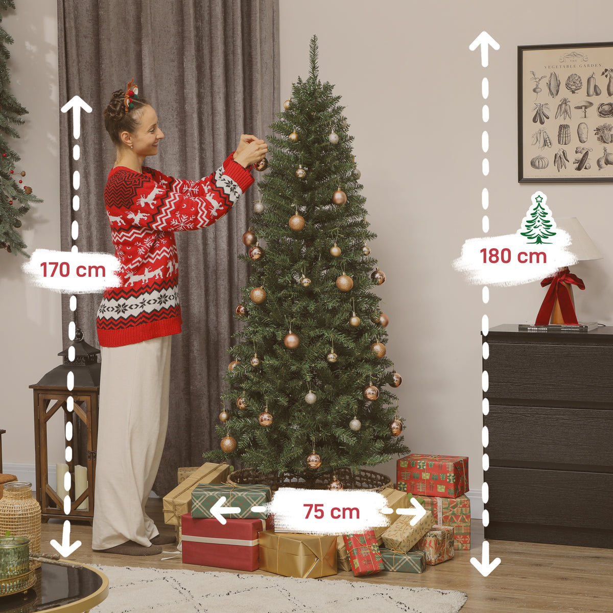 Sapin de Noël artificiel 180 cm lumineux – vue 7