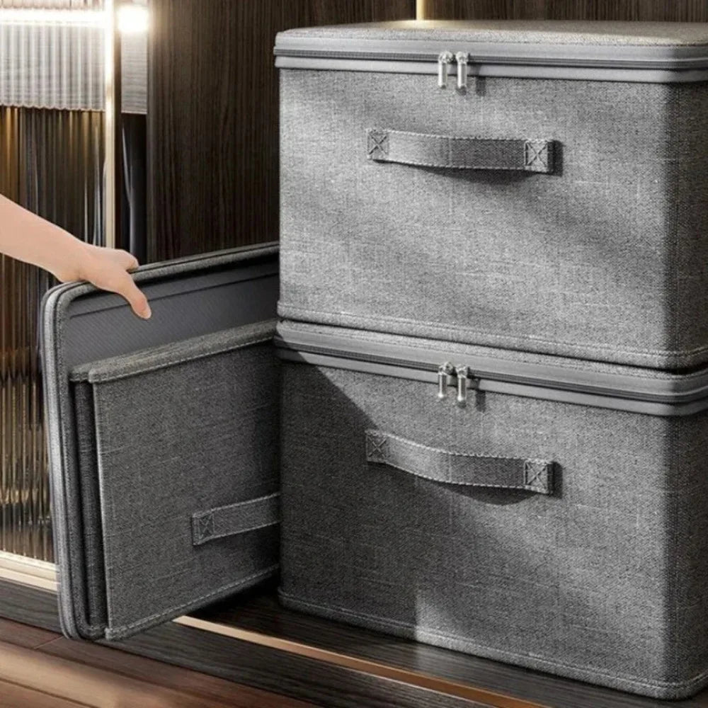 Boîte de rangement pliable effet lin pour armoire – Maisoncalyma