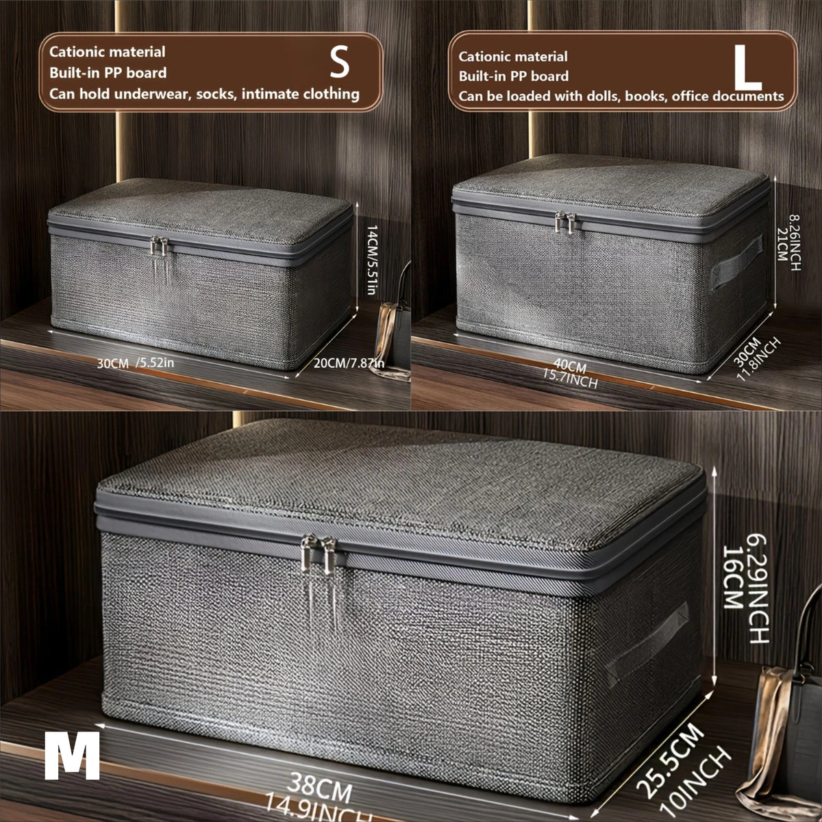 Boîte de rangement pliable effet lin – vue 18