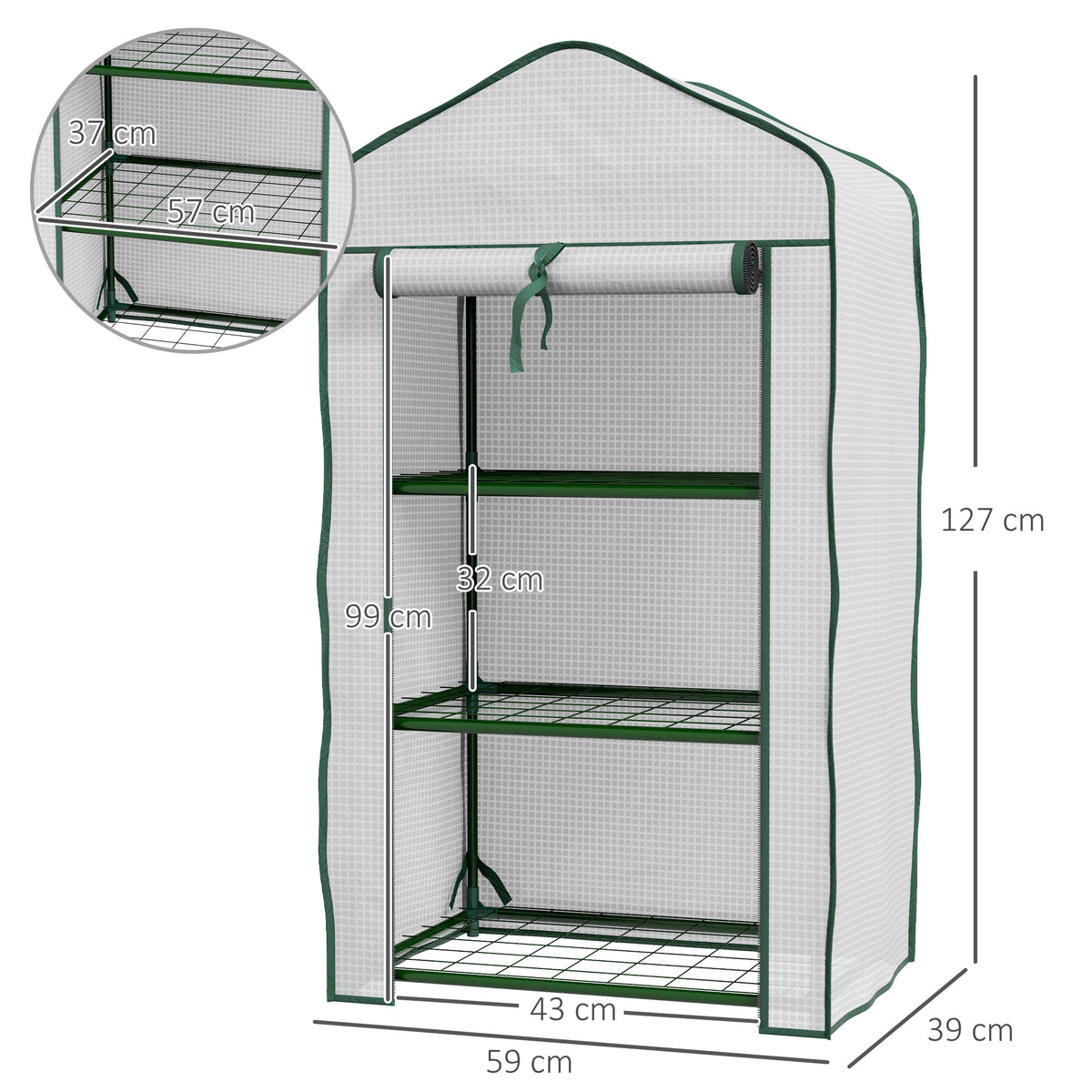 Serre de jardin étagère 3 niveaux en métal – vue 8