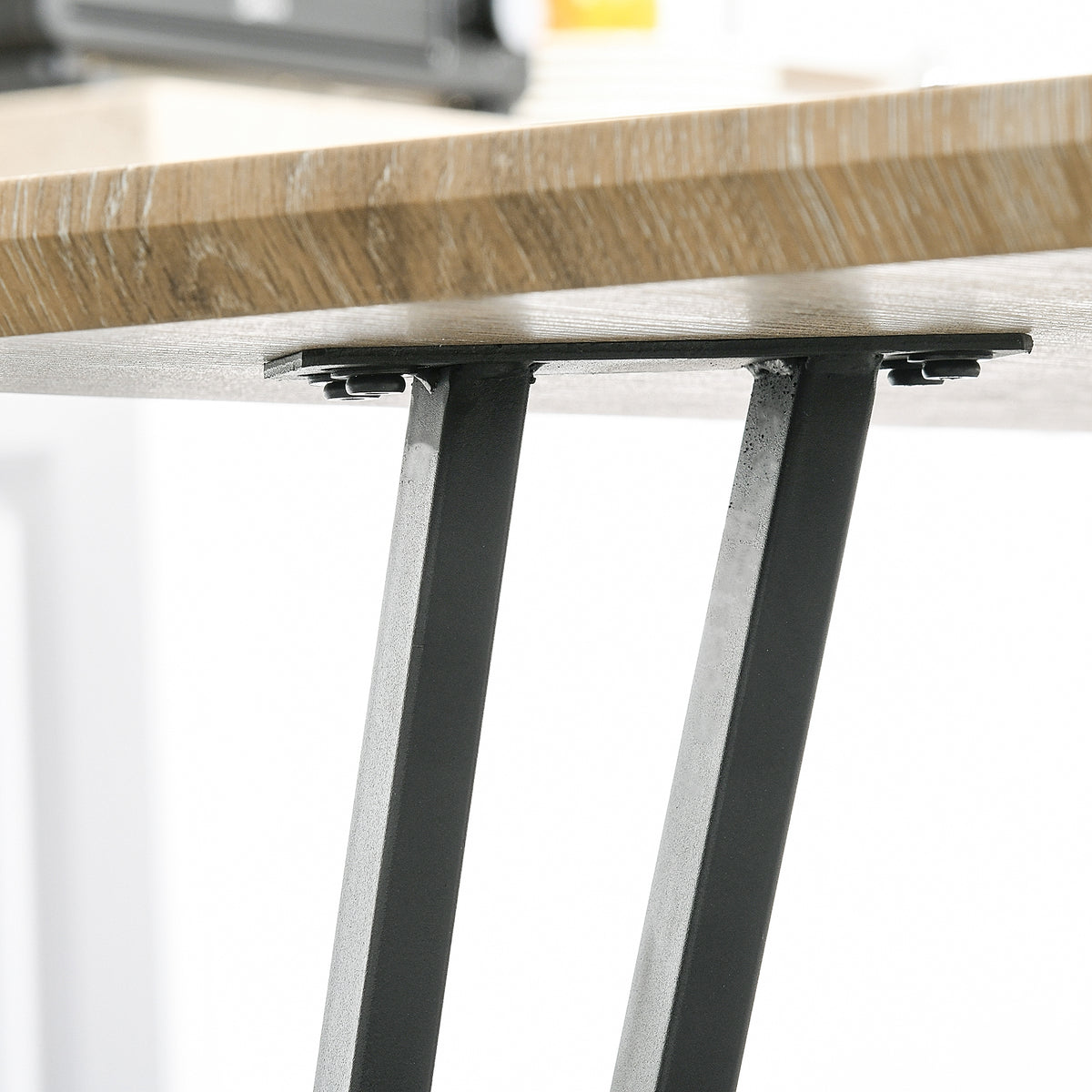 Table à manger industrielle 120 cm aspect chêne clair – vue 5