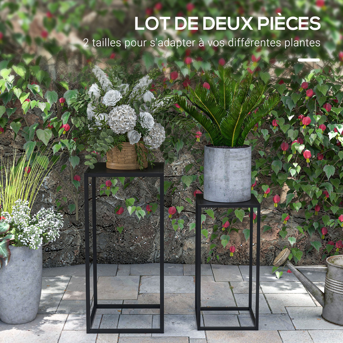 Supports pots de fleurs acier noir – vue 4